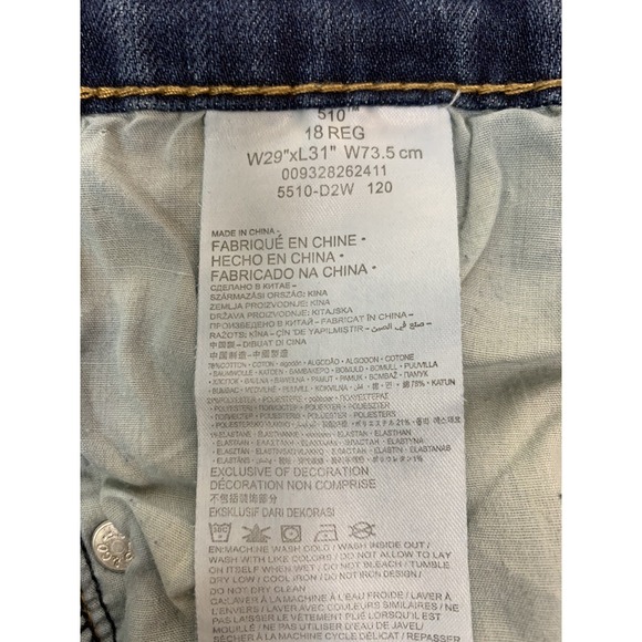 Levi's 510 Jeans Youth Size 18 Reg (29x31) Actual 28x28 Skinny Denim - Picture 7 of 10